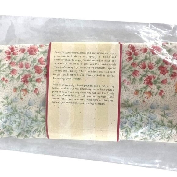 New Longaberger Vintage Blossom Floral Fabric Jewelry Roll Fabric Organizer Bag - Picture 7 of 7